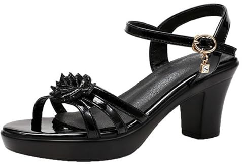 Womens Platform Heels Womens Ankle Strap Sandals Open Toe Mid Block Heeled Shoes With Ankle Buckle Strap Footwear Elegant For Wedding Business Daily Sandal Chunky Casual Shoe For Women Uk