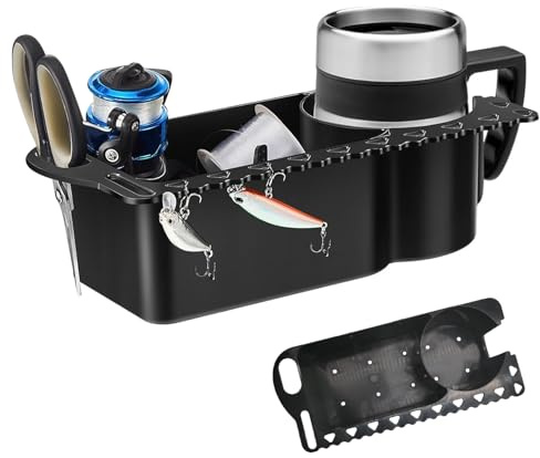 Boat Water Bottle Holder, Marine Cup Holder with Rubber Tab Boat Organizer, Bottle Organiser, Multi-Functional Cup Holder Tray with Large Capacity for Screwdriver, Fish Bait, Beverage