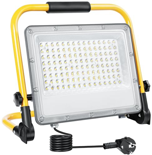 OUSIDE Foco de Trabajo LED 150W 15000LM 6500K Luz Blanca Fría IP66 Impermeable con Soporte Cable 2m – Obra, Reforma de Casa, Luz para Pladur