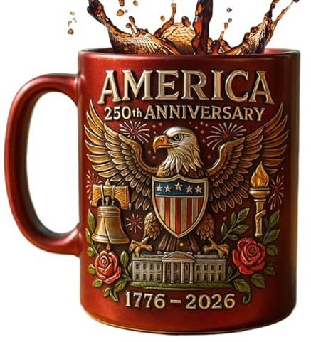 U.S. 250th Anniversarys Commemorative Mug, Marine Corps/Army/Navy Collection Ceramic Cup, Guarding Eagle Flag Logo, Militarys Theme 3D Mug, Ideal Gi-ft for Veteran Patriotic E'nthusiast Militarys Fan