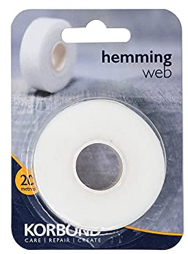 KORBOND Iron-On Hemming Tape, Fusible Web, White, 20m x 20mm, Clothing Hems | White | Standard | 20m x 20mm