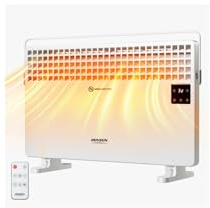 ROVSUN 1500W Flat Panel Heater w/Remote Control, Convection Space Heater w/LCD Touch Screen & Temperature Adjustment, 3 Heating Mode & Portabel Handle, for Indoor Use Living Room Bedroom Home, 1 Set