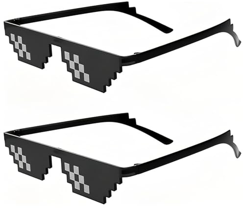 CERCTLA 2 Stück Thug Life Pixelated Sonnenbrille, Pixel Mosaik Brille, Unisex Mosaik Coole Brille für Männer Frauen Kinder Requisiten Party Verkleidungen Cosplay Dekoration