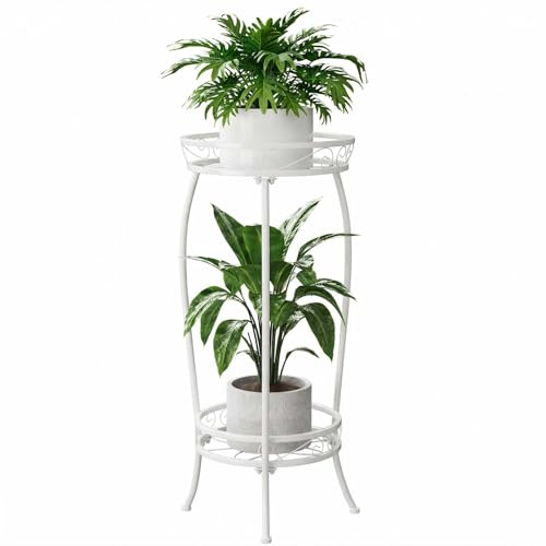 Bamworld Blumenständer Metall Pflanzenständer Blumenhocker Weis Hoch Zimmer Deko （30x30x70cm）
