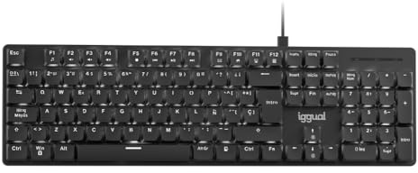 iggual Teclado Mecánico Profesional USB-C, con Switches Marrones- Silencios- 105 Teclas- Antighosting Avanzado- Iluminación LED Blanca 5 Niveles- Chasis ABS Reforzado en Negro. Mod. CK-MECHA-105T