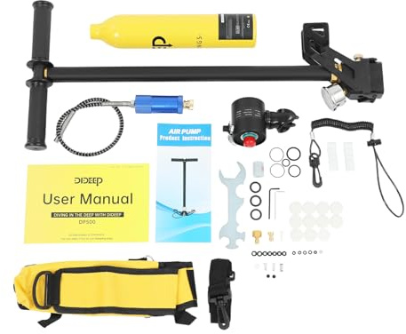 Mini botellas de buceo de 0,5 L, equipo de buceo portátil, botella de agua pequeña, botella de pulmón, soporte para respiración subacuática, 30-45 minutos, con compresor de aire para práctica de buceo