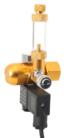 CO2-Regler für Aquarien, Golden CO2 Druckminderer für bepflanztes Aquarium | CO2 Druckminderer mit Magnetventil & Blasenzähler, nur für Sodastream-Flasche. Kein Adapter ist erforderlich