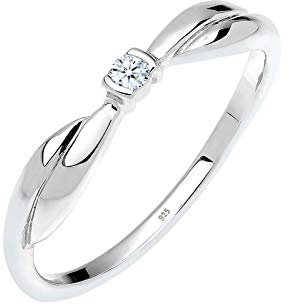 Elli DIAMONDS Ring Damen Verlobung mit Diamant (0.03 ct.) in 925 Sterling Silber