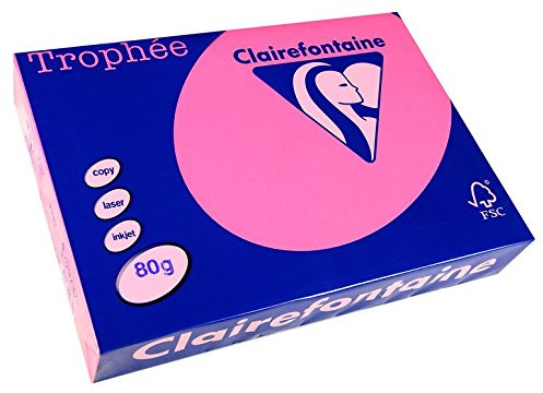 TROPHÉE Lot de 3 Ramettes 500 Feuilles Papier 80g A4 210x297 mm Certifié FSC fluo rose