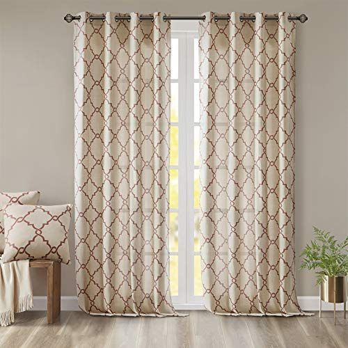 Madison Park Saratoga MP40-2029 Rideau de fenêtre Simple avec œillets pour Salon, Chambre à Coucher et dortoir, 127 x 274 cm, épices