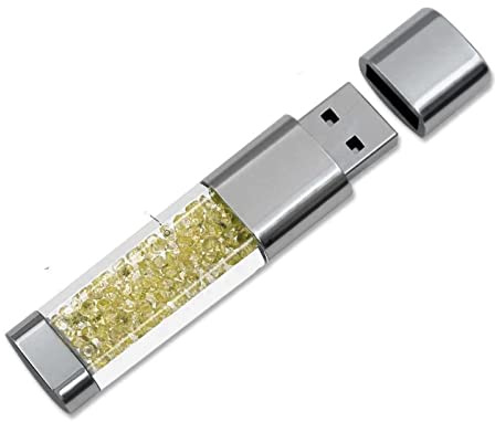 FeliSun Kristall USB-Flash-Laufwerk USB 3.0 Flash Drive Speicherstick USB Externer Speicher Data Datenspeicher USB Sticks Für Geburtstagsgeschenke Hochzeitsgeschenke(32GB,Gelb)