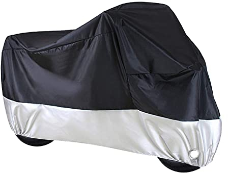 ANFTOP Motorradabdeckung XXL, Winterfest Motorrad Abdeckplane Motorradgarage Wasserdicht Heavy Duty 210D Dicker Stoff Outdoor Indoor Schutzhülle Größe 2XL (245X105X125CM)