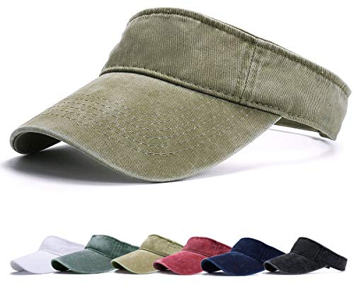 Earnmore Visor Cap - Baseball Kappe Visor Pferdeschwanz Cap Washed Outdoor Basecap Vintage Damen Baseballmütze Sonnenvisor Golf Tennis Freizeit Sommer Unisex Herren (Khaki-A)