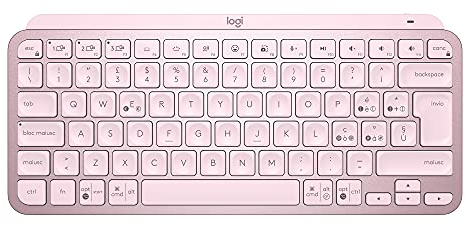 Logitech MX Keys Mini Tastiera Illuminata Wireless, Minimal, Compatta, Bluetooth, Retroilluminata, USB-C, Compatibile Con Apple MacOS, IOS, Windows, Linux, Android, In Metallo - Rosa