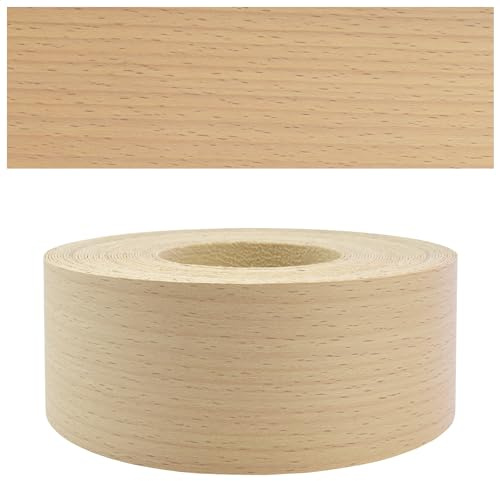 Mprofi MT® - Chant en Bois | 45mm X 10m | Bande de Chant Hêtre | Epaisseur 0,50mm | Facile à Appliquer | Pour Étagères, Meubles & Panneaux | Chant Thermocollant Durable