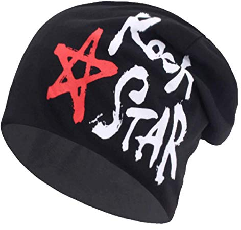 Beanie Mütze Rockstar Rock Slouch Longbeanie Damen Herren (schwarz)