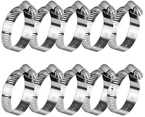 Oumuik Jubilee Adjustable Stainless Steel Hose Clamps, Pack of 10 (21-44mm)