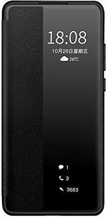 QLTYPRI Case for Huawei P30 Pro, Smart View Case PC Bumper with Intelligent Wake up-/Sleep Function Shockproof Anti Scratch Flip Case Cover Compatible with Huawei P30 Pro - Black