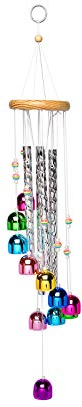 Buntes Windspiel für den Außenbereich mit 4 Aluminiumrohren, kommt mit 11 Glocken für Zuhause, Garten, Hof, Terrasse, Dekoration