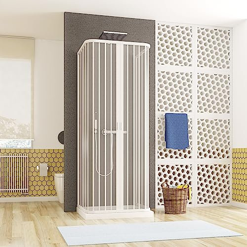 Yellowshop - Box doccia a tre lati con due ante estensibili a soffietto H185 in PVC semitrasparente modello Terry (Cm 70 x 120)