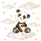 Pandawal Kinderzimmer Deko Wandtattoo Panda mit Wolken Sterne Junge Mädchen Wandsticker Baby Safari Tiere Wandaufkleber (S, Panda)