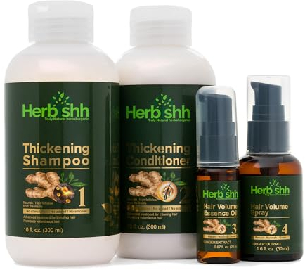 Herbishh Thickening Shampoo and Conditioner |Hair Growth Vitalizer |Hair Growth Essence Oil | Prevents Premature Hair loss- Supports Healthy Hair Growth (4in1)