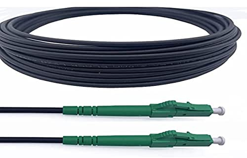 Elfcam® - 10m Gepanzerte Glasfaserkabel LC/APC auf LC/APC Stecker, Kompatibel mit Deutscher Telekom, Simplex Singlemode 9/125μm OS2 Patchkabel, Schwarz (10M)