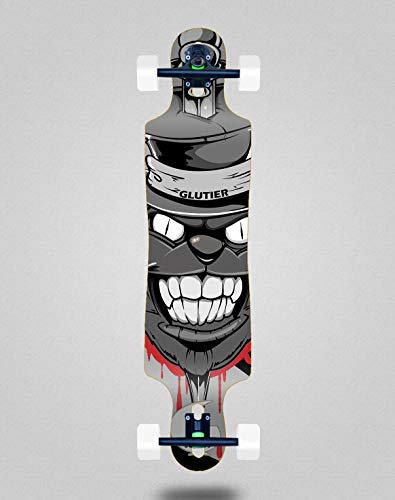 Glutier Skateboard Longboard Complete 40x9 Drop Gr Cat Grey