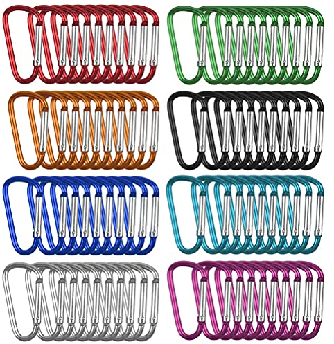 Karabinerhaken Klein 80Stück TIMESETL Mini Karabiner Bunt Alu Karabiner Klein Bunte Kleine Karabinerhaken Karabiner Schlüsselanhänger, Kleine Karabiner für Camping, Angeln, Belastung 5 kg