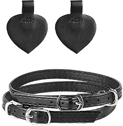 VPbao Femme Sangle de Chaussure Amovible pour Escarpin Lacet de Cheville Talons Hauts Bride Mode 2Pcs Noir #B PU