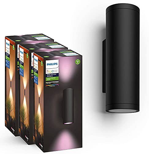 Philips Hue – Appear Wandleuchte, 3er-Pack, Schwarz, WACA, 2x8W, EU