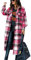 EFOFEI Damen Schottenkaro Wintermantel Wollmischung Jacke Baggy Lapel Knopf Jacken Casual Check Bluse Oversize Herbst Outwear Rose L