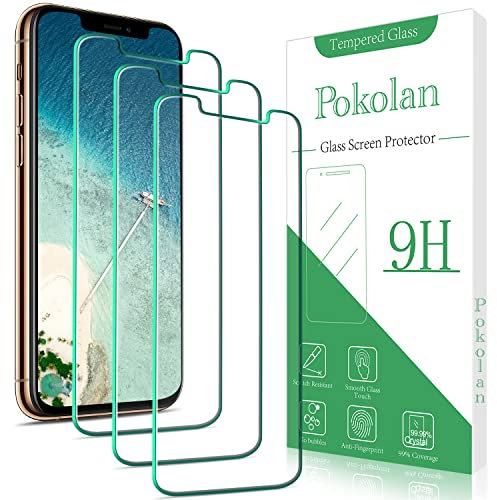 Pokolan 3 Pack Screen Protector for iPhone 11 Pro, iPhone X, iPhone XS Tempered Glass, Upgraded Version, 9H Hardness, Case Friendly, Bubble Free, Anti Scratch, Ultra Resistant
