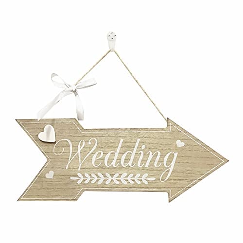 WANDIC Legno da appendere, 1 pezzo freccia in legno per matrimonio, decorazione tavolo, casa, porta, parete