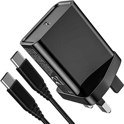 25W USB-C Super Fast Charger Plug for Samsung S22 S23 Plus Ultra/S21 FE/A52 A52S A34 A14 A15 A05S A55 A23 A71 A72 M53 5G/iPhone 15/15 Pro/15 Pro Max,PD 3.0 UK Charging Adapter/Charge Block With Cable
