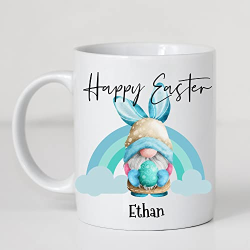 Personalised Easter Gnome Mug, Easter Egg Mug, bunny Gnome Gift, Easter Present