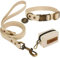 Wisedog Ensemble Collier et Laisse imperméable pour Chien : Collier réglable, Laisse Classique avec Porte-Sac à crottes, pour Chiens de Taille Moyenne et Grande (M, Couleur Sable)