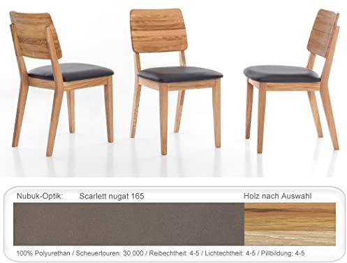 expendio bequemer Holzstuhl Norea 3 Polsterstuhl Esszimmerstuhl Küchenstuhl Massivholzstuhl Verschiedene Varianten, Holzart:Kernbuche geölt, Bezugstoff:Scarlett Nougat