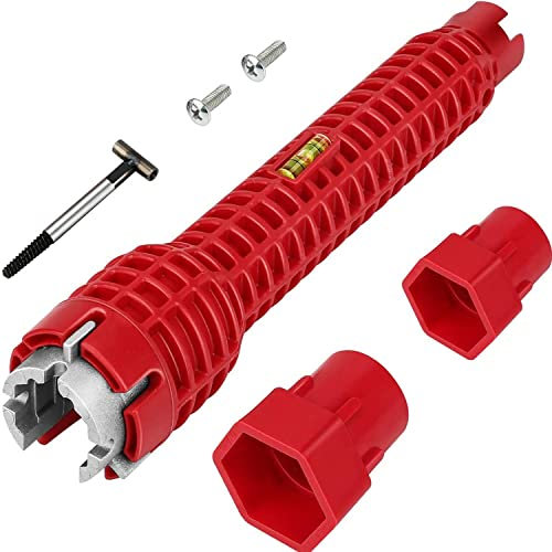 SAMTEK Plumbing Tools – Faucet & Sink Installer Tap Spanner Basin Wrench Plumbing Tool Spanner DIY Tool for Sink, Bathroom, Kitchen Plumbing and More Repair and Installation Tool, Red