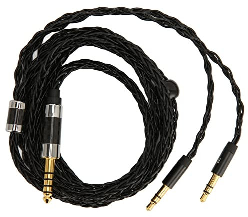 Sxhlseller Cable de Auriculares de 4,4 Mm a Doble de 3,5 Mm, Reemplazo de Cable de Auriculares Plateado Balanceado de 8 Núcleos, Reemplazo de Cable de Auriculares para MDR Z7 Z1R D7100 T1 T5