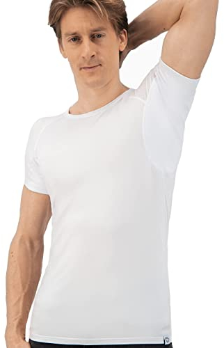 Fibershirts® Anti Schweiß Shirt - T-Shirt gegen Schweißflecken - Anti Schweiß Unterhemd - Mit ArmPads PRO & Silberbehandlung - Herren - Rundhals