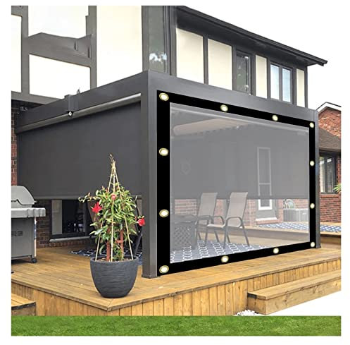 ZHZHXR Carport Seitenwand Plane Kunststoff PE Film Transparent Regenproof Tuch Black Edge Plane Warmhalten Wasserdicht (Color : Clear, Size : 4.5x5.5m(14.8x18ft))