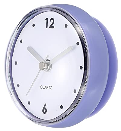 PATIKIL Impermeable Baño Reloj, Batería Operado Silencioso Pared Relojes con Succión Copa para Ducha Cocina Hogar Decoración, Azul