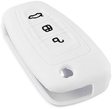 OTMIK Silikon Autoschlüssel Hülle passend für Ford Ranger C-Max S-Max Focus Galaxy Mondeo Transit Tourneo Custom Schlüsselhülle Zubehör (Weiß)