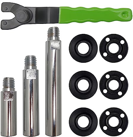 Gaquolam 5/8-11 Angle Grinder Extension Shaft Connecting Rod with Grinder Adjustable Spanner Wrench Flange Nut kit Car Polisher Airway Buff Extender Rotary Extension Kit (3 & 4 & 5.5)
