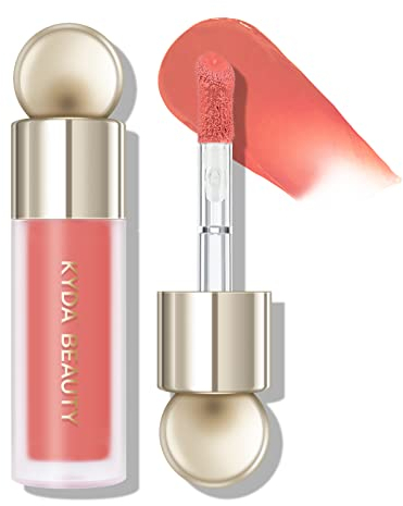 KYDA Liquid Blush, Natural Matte Finish Looking, Dewy Cheek Tint, Moisturizing Lightweight Blendable Feel, Soft Cream Face Blush-Joy Peach