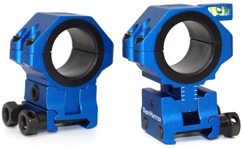 WestHunter Optics Precision Picatinny Scope Rings, 34 mm Tube Adjustable Height Scope Mount with Bubble Level, 30 mm & 25.4 Adapter | Blue