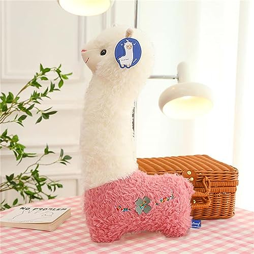 GLITZFAS Alpaka Kuschelkissen Kuscheltiere, Kawaii Plüschtier Stofftier Langes Kissen, XXL Groß Cartoon Alpaka Geschenk Plüschkissen (55 cm, Hellrot)