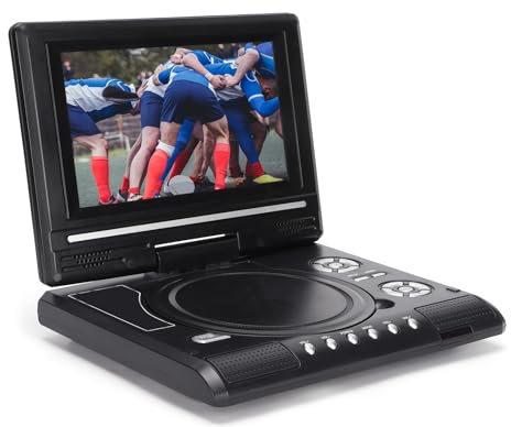 Tragbarer 8,5-Zoll-DVD-Player mit 6,8-Zoll-Schwenkbildschirm, 5-Stunden-Akku, Auto-DVD-Player, Unterstützung für CD/DVD/SD-Karte/USB, Regionen Frei, Zwei Lautsprecher (LMD-750