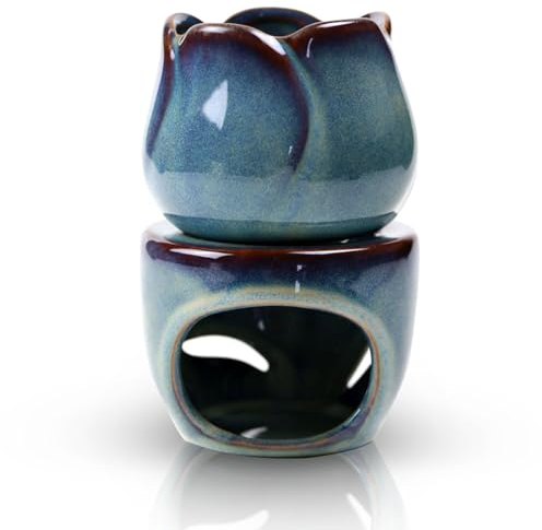 JJQHYC Bruciatore di oli essenziali, in ceramica, diffusore di aromi, bruciatore di oli essenziali con cucchiaino, bruciatore per aromaterapia, decorazione domestica, regalo di compleanno per